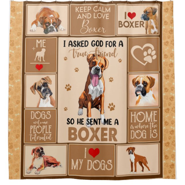 Personalisierter Boxer Dog Blanket, Dog Lover Gesc Duschvorhang (Vorderseite)