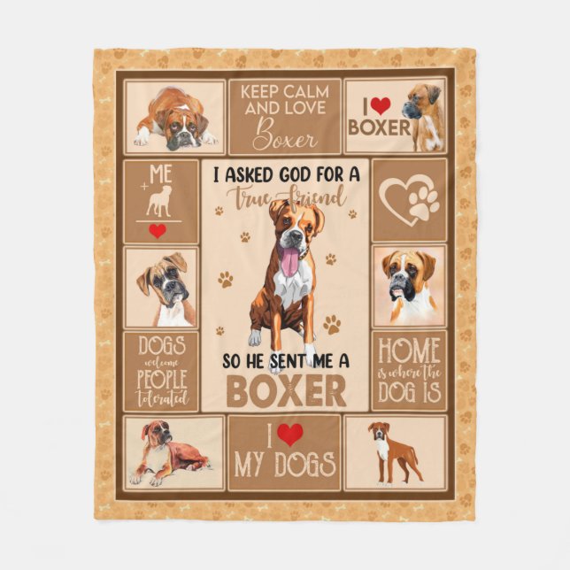 Personalisierter Boxer Dog Blanket, Fleecedecke (Vorderseite)
