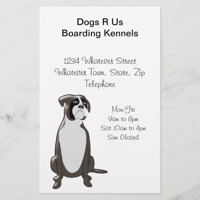 Personalisierter Boxer Dog Design Boarding Kennels Flyer (Vorne)