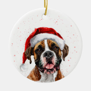 Personalisierter Boxer-Hund Weihnachten Keramik Ornament