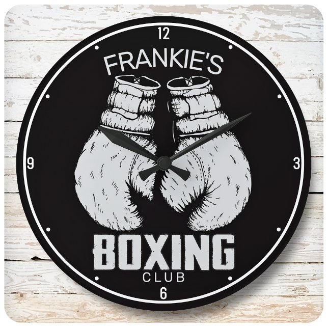 Personalisierter Boxklub Boxer Gym Fighter Handsch Große Wanduhr (Von Creator hochgeladen)
