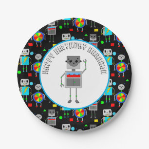 Personalisierter Boy's Birthday Robot Pappteller