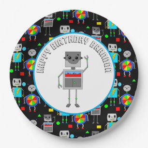 Personalisierter Boy's Birthday Robot Pappteller