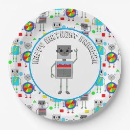 Personalisierter Boy's Birthday Robot Pappteller