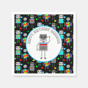 Personalisierter Boy's Birthday Robot Serviette