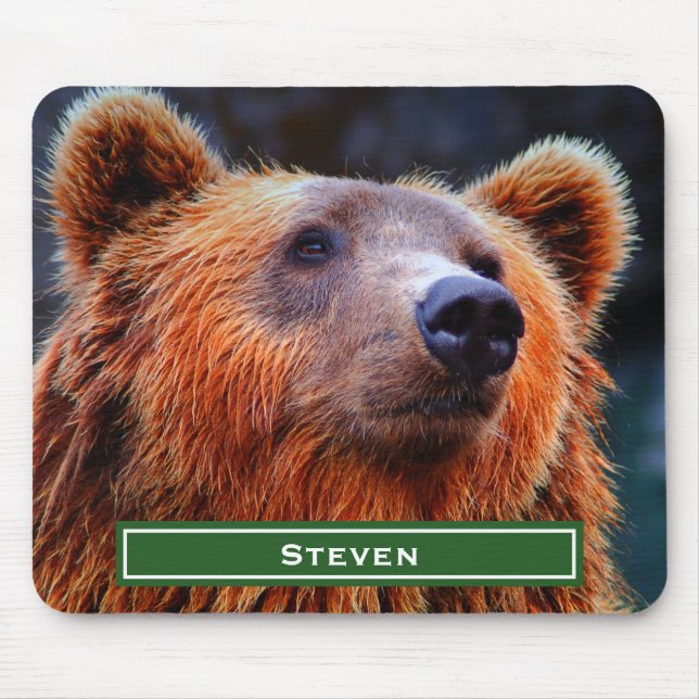 Personalisierter Braunbär Portrait Wildlife Foto Mousepad (Vorne)