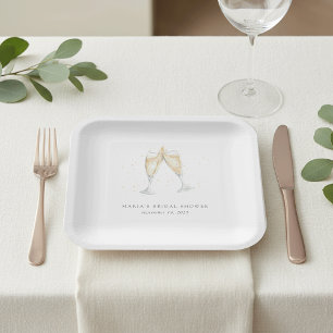 Personalisierter Brausebad Champagner Toast Pappteller
