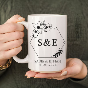 Personalisierter Braut & Bräutigam Tasse Monogramm