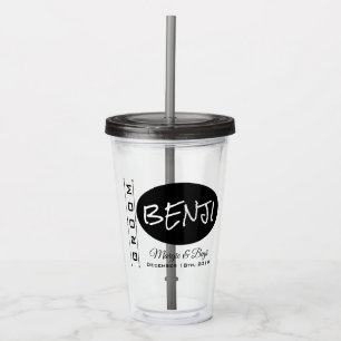 PERSONALISIERTER BRÄUTIGAM HOCHZEIT ACRYL-TUMBLER ACRYLTRINKBECHER