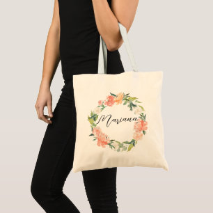 Personalisierter Brautjungfern-Wasserfarben-Blumen Tragetasche