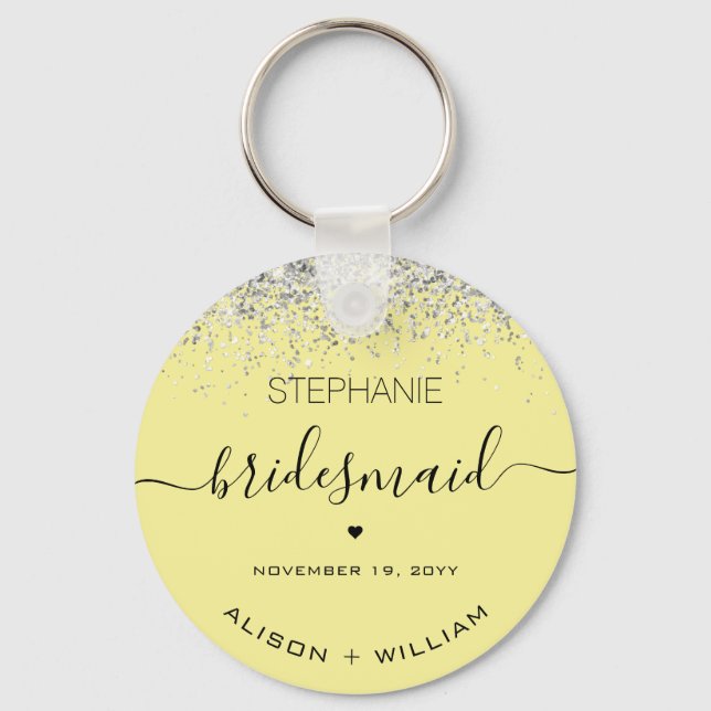 Personalisierter Bridesmaid-Glitzer-Konfetti-Effek Schlüsselanhänger (Vorderseite)