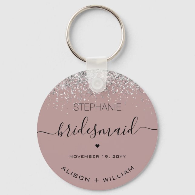 Personalisierter Bridesmaid-Glitzer-Konfetti-Effek Schlüsselanhänger (Vorderseite)