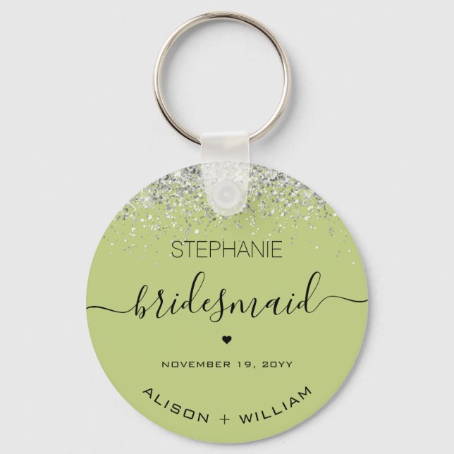 Personalisierter Bridesmaid-Glitzer-Konfetti-Effek Schlüsselanhänger (Vorderseite)
