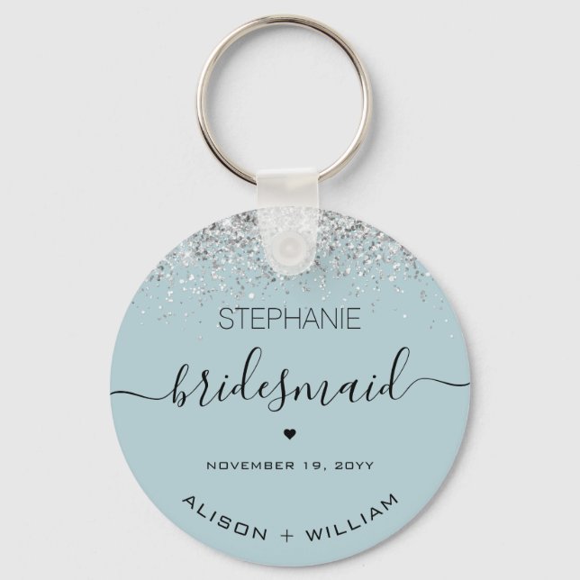Personalisierter Bridesmaid-Glitzer-Konfetti-Effek Schlüsselanhänger (Vorderseite)