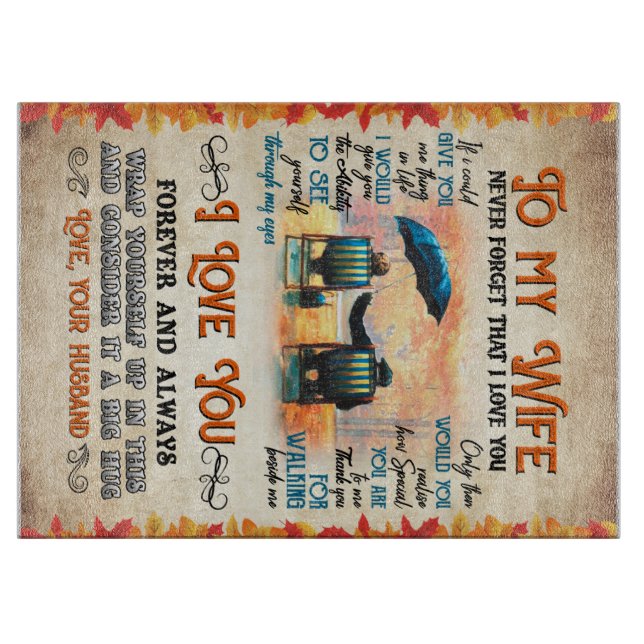 Personalisierter Brief an meine Ehefrau Liebe von  Schneidebrett (Vorderseite)