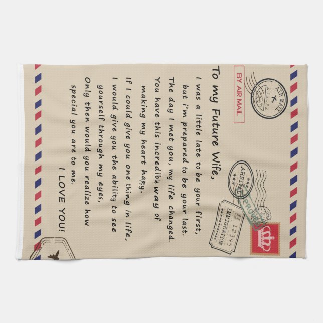Personalisierter Brief an meine zukünftige Ehefrau Geschirrtuch (Horizontal)