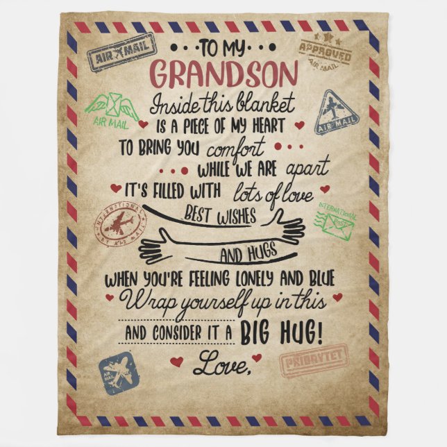 Personalisierter Brief an meinen Grand Son Fleecedecke (Vorderseite)