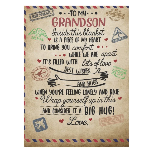 Personalisierter Brief an meinen Grand Son, Geburt Tischdecke (Vorderseite)