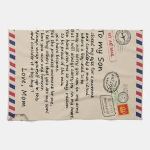 Personalisierter Brief an meinen Sohn aus der Mama Geschirrtuch