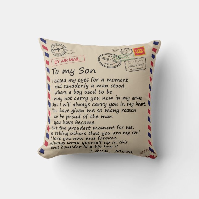 Personalisierter Brief an meinen Sohn aus der Mama Kissen (Vorderseite)