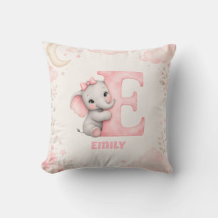 Personalisierter Brief E Baby-Elefant Name Design Kissen