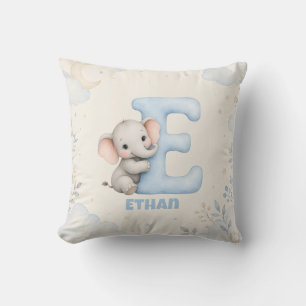 Personalisierter Brief E Baby-Elefant Name Design Kissen