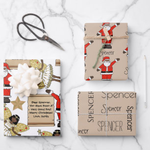 Personalisierter Brief/Geschenk vom Weihnachtsmann Geschenkpapier Set