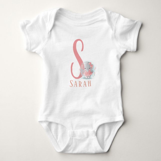 Personalisierter Brief und Name Baby Bodysuit Strampler (Vorderseite)