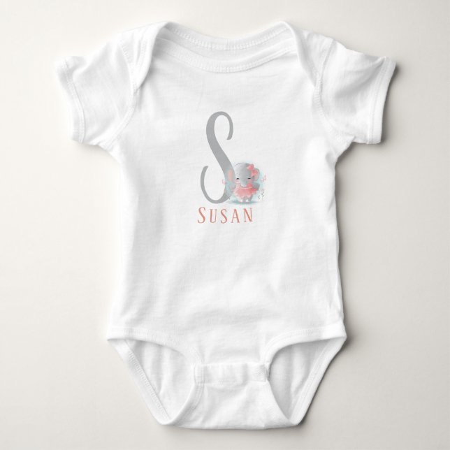 Personalisierter Brief und Name Baby Bodysuit Strampler (Vorderseite)