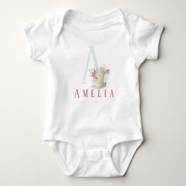 Personalisierter Brief und Name Baby Bodysuit Strampler (Vorderseite)