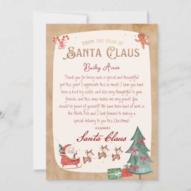 Personalisierter Brief vom Santa Printable Einladung (Vorderseite)