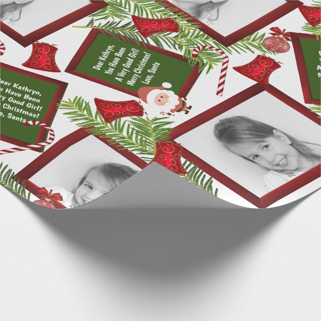 Personalisierter Brief von Santa/Foto Geschenkpapier (Ecke)