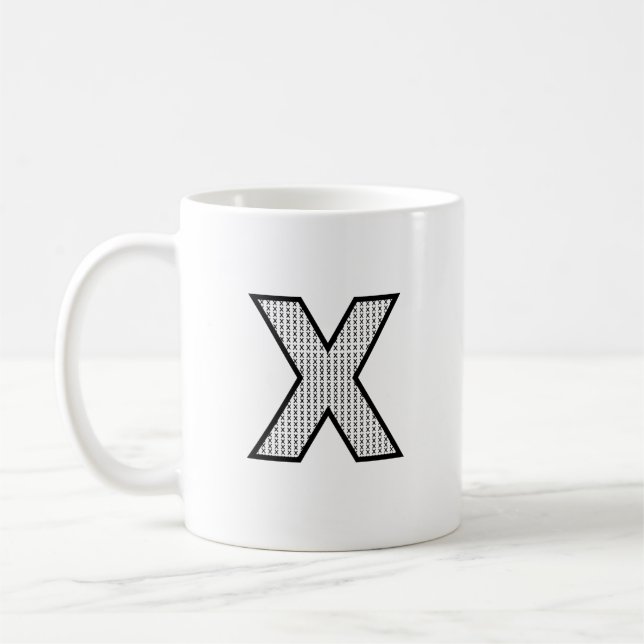 Personalisierter Brief X Keramik-Monogramm-Becher  Kaffeetasse (Links)