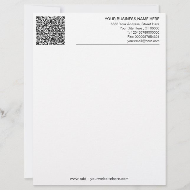 Personalisierter Briefkopf Ihre Name-Info und QR-C (Vorderseite)
