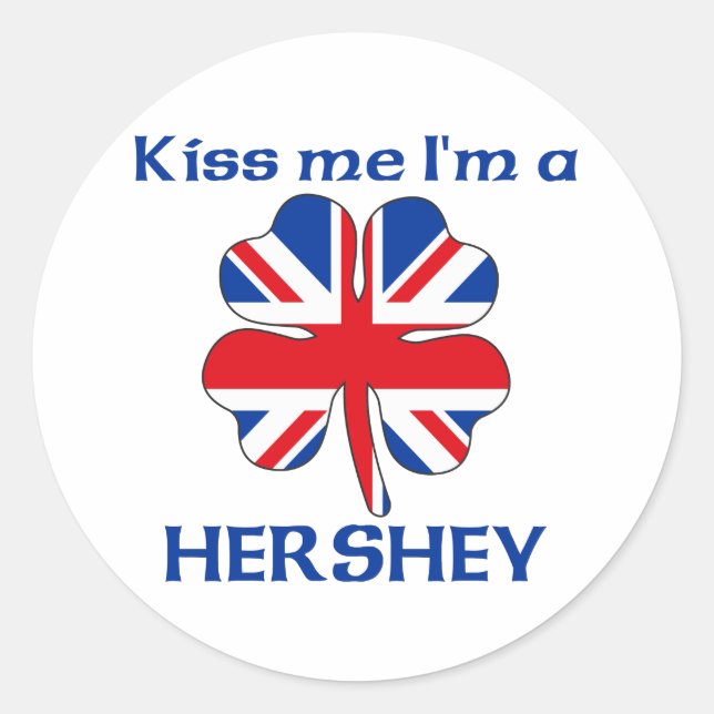 Personalisierter britischer Kuss Me Ich bin Hershe Runder Aufkleber (Vorderseite)