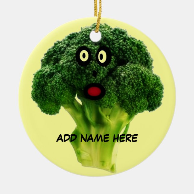 Personalisierter Broccoli-Cartoon Keramikornament (Vorne)
