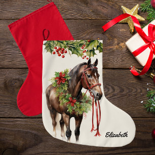 Personalisierter Brown Bay Weihnachtsferien-Strump Großer Weihnachtsstrumpf