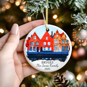 Personalisierter Brügge-Schmuck, Belgien-Geschenk Keramik Ornament