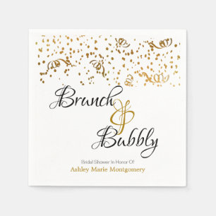 Personalisierter Brunch Bubbly Gold Confetti auf W Serviette