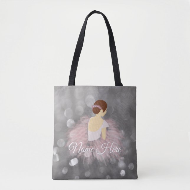 Personalisierter brünetter Ballerina-Namenstänzer Tasche (Vorderseite)