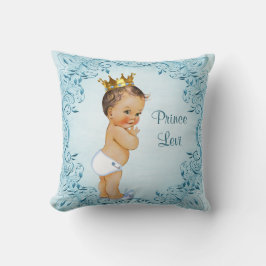 Personalisierter brünetter Prinz Blue Leaves Kissen