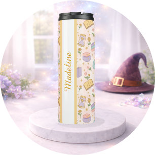 Personalisierter Buch-Mädchen-Zauber Rosa Süßer Na Thermosbecher
