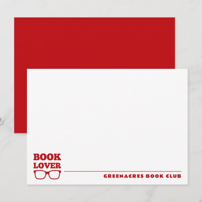 Personalisierter Buchklub Reading Lover Flat Mitteilungskarte (Vorne/Hinten)