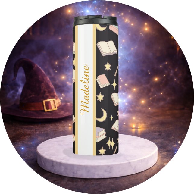 Personalisierter Buchliebhaber Mädchen Dunkle Magi Thermosbecher (Von Creator hochgeladen)