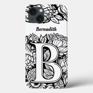 Personalisierter Buchstabe B Schwarz-weiße Tattoo- Case-Mate iPhone Hülle
