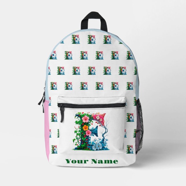 Personalisierter Buchstabe E Bedruckter Rucksack (Vorderseite)