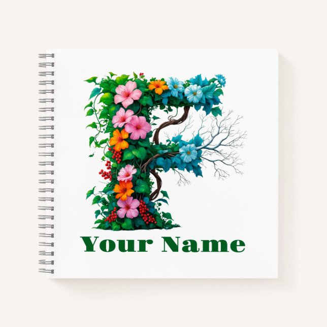 Personalisierter Buchstabe F Notizbuch (Vorderseite)