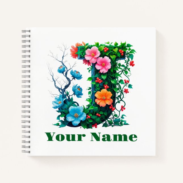 Personalisierter Buchstabe J Notizbuch (Vorderseite)