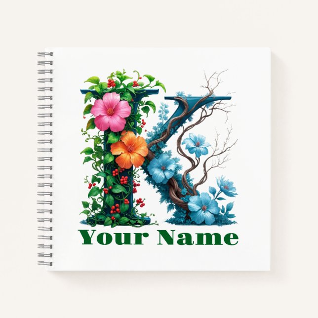 Personalisierter Buchstabe K Notizbuch (Vorderseite)
