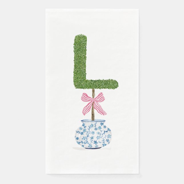 Personalisierter Buchstabe L Topiary Monogramm  Serviette (Vorderseite)